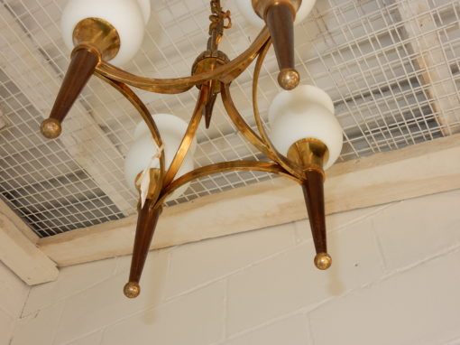 1950' Chandelier Brass and  Bronze With Fléche Style Arbus or Maison Jansen 4 Bulbs - Image 6