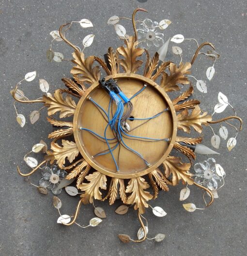 1970' Ceiling Light or Wall Lamp with Flowers and Leaves in the Style of Maison Bagués - Image 4