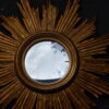 1950' Miroir Soleil Convexe, Bois Doré 70 cm – Image 2