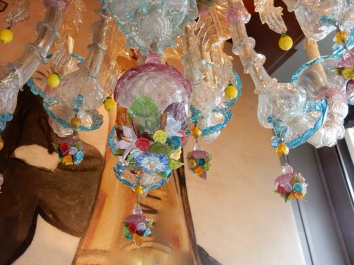1970/80' Chandeliers Pair Murano Crystal  With 12 Lights Arms - Image 5