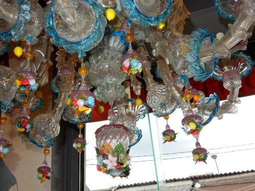 1970/80' Chandeliers Pair Murano Crystal  With 12 Lights Arms - Image 8