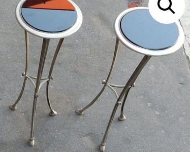 1950/70 Pairs of Metal Stands Golden and Silvery