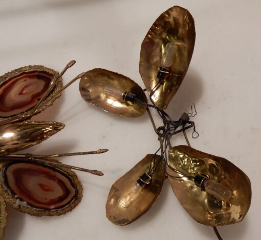 1970' Wall Lamp Butterfly Duval Brasseur With Wings Agates 30 X 30 CM - Image 7