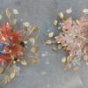 1970' Pair Of  Ceiling Light or Wall Lamp with Flowers and Leaves in the Style of Maison Bagués With Orange Color Leaves - Image 4