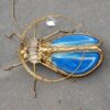 1970' Applique Scarabée  de Fernandez ou Duval Brasseur avec Ailes en Agate Bleue 30 X H 35 cm – Image 2