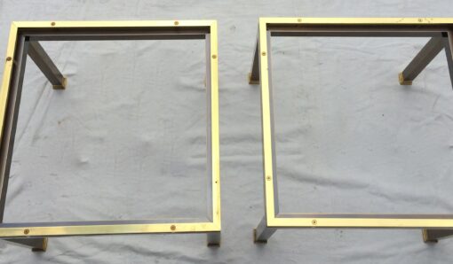 70' pair of sofas brass and bronze - Image 5