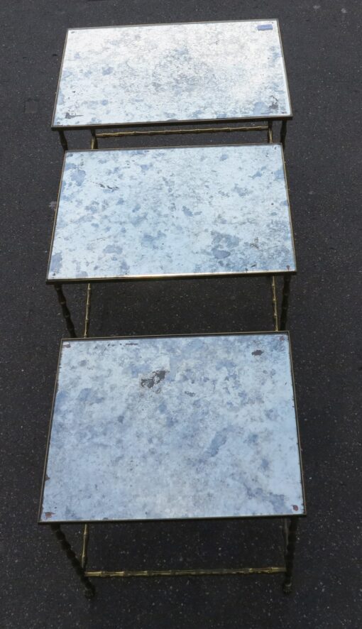 1950/70 Série de 3 Tables Gigognes Modèle Bambou avec Pieds Maison Baguès – Image 5