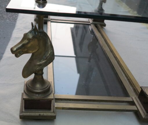 1950/70 Coffee table horses heads in the Style of Maison Charles plated feet to wallnut - Image 4
