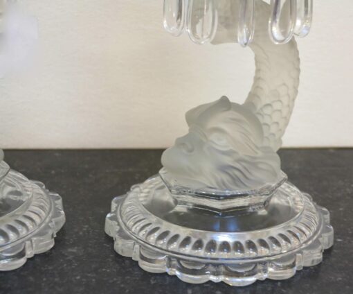 1950 Pair of Candlesticks Baccarat signed to the Delphins - Image 4
