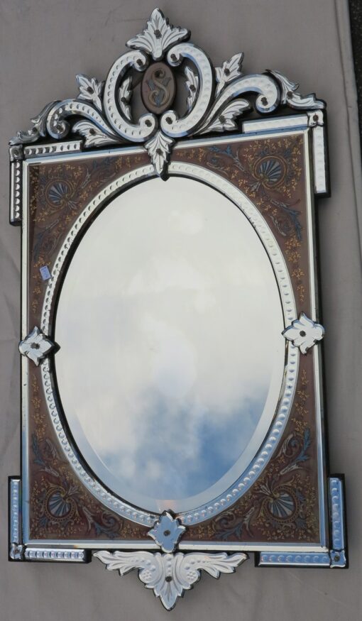 1880/1900' Mirror Napoleon III Enamelled on Colored Cartridges - Image 2