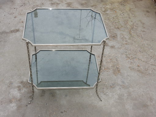 1950/70 Guéridon Maison Baguès Modèle Bambou Laiton Argenté Angles Concaves – Image 5