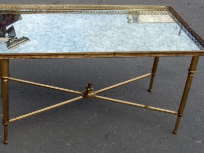 1970 'Bronze Coffee Table Maison Bagués With Spacer With Oxidized Mirror Tray 90 X 45 cm