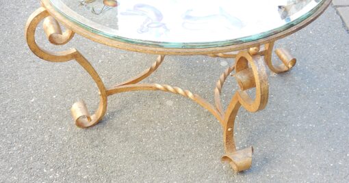 1940/50 Table Basse a Decor de Zodiaque Style Poillerat et Ingrand a Décors Eglomisés – Image 8