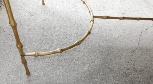 1970 Coffee Table Maison Baguès in Bronze Deco Bamboo With Top in Black Glass 58 X 104 cm - Image 3