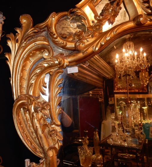 1850' Miroir de Style Louis 15 en Bois Doré Glace Mercure 2m40 X 1m50 – Image 3