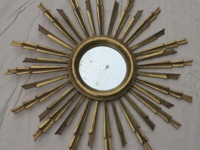 Miroir soleil bois doré feuilles d or 81 cm de diamétre