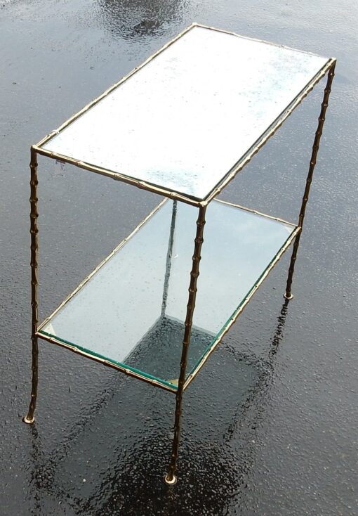 1950/70' End of Sofa in bronze Maison Bagués Bamboo Model with Tops in Oxyded Silvered Miror 65X31X H 59 cm - Image 5