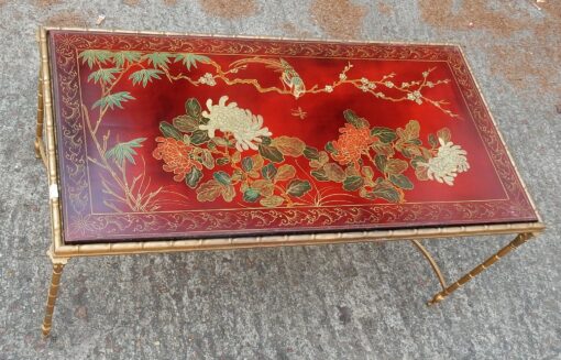 1950/70' Coffee Table in The Style of Maison Baguès Red Lacquer of China