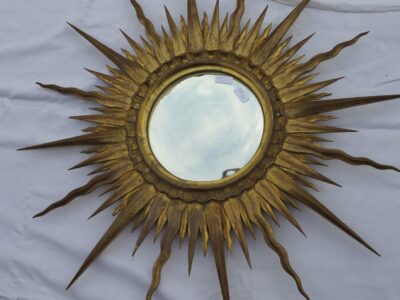 1950' Miroir soleil Convexe,bois doré 83