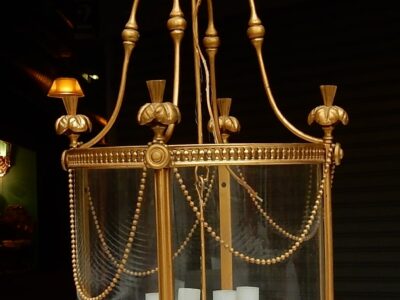1950' Lantern in Gilted Bronze LXIV H 59 cm D 36 cm