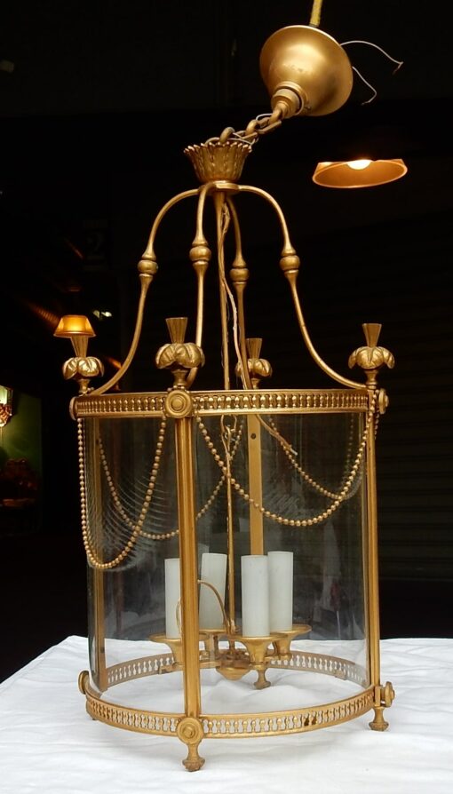 1950' Lantern in Gilted Bronze LXIV H 59 cm D 36 cm