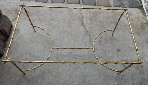 1970 Coffee Table Maison Baguès in Bronze Deco Bamboo With Top in Black Glass 58 X 104 cm - Image 2