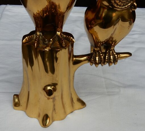 1970' Couple de chouettes en bronze doré  perché sur un arbre – Image 5