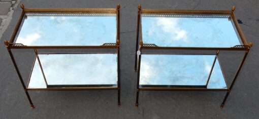 1950/70' Pair  Of End Of Sofa Maison Bagués  With Tops In Oxyded mirror With Openwork Galleries 59 X 35 cm - Image 2