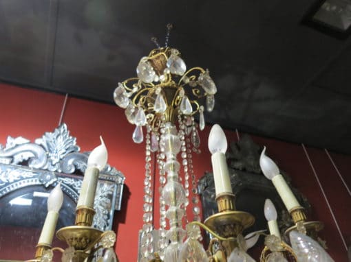 1900' 2 Bronze and Crystal Chandeliers 6 and 8 Arms Same Model - Image 2