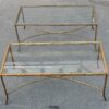 1950/70' Paire de Tables Basses en Bronze Doré Décor Palmier Maison Charles 105 X 50 cm