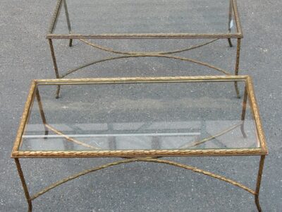 1950/70' Pair of Coffee Table Maison Charles, Top In Glass 105 X 50 cm