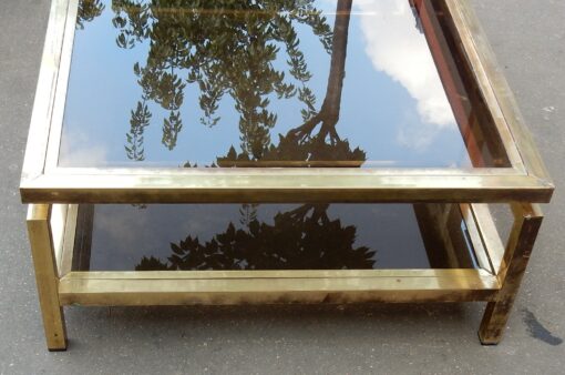 1970' Rectangular Coffee table Guy Lefevre in bronze and polish brass - Image 6