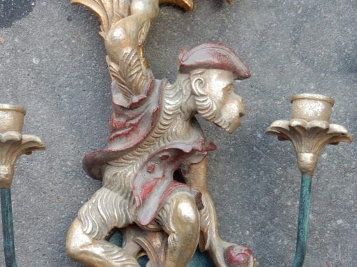 1970/80 ' Pair Of Wall lamps In Resin To the Monkeys Pirates - Image 5