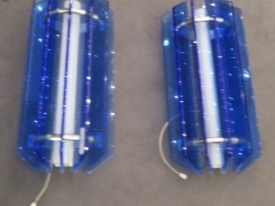 Pair blue wall lamps DLG Fontana Arte