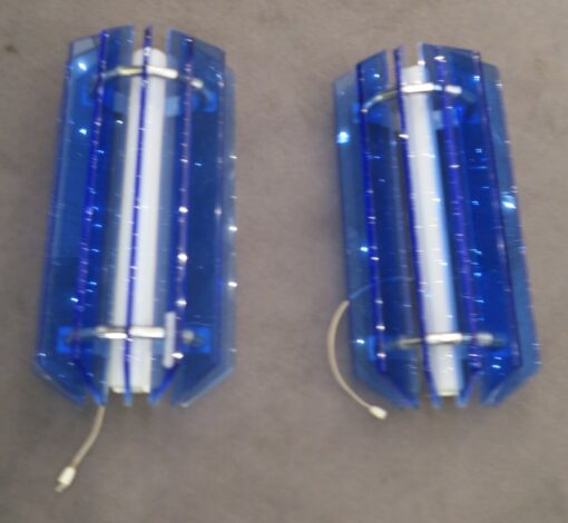 Pair blue wall lamps DLG Fontana Arte