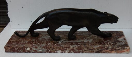 Salvatore MELANI (1902-1934) Panthére en Bronze Sur Marbre Art Deco – Image 4