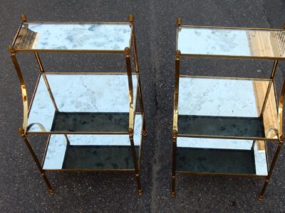 1950/70' Pair of Shelves has 3 levels Maison Bagués With Olded Mirror