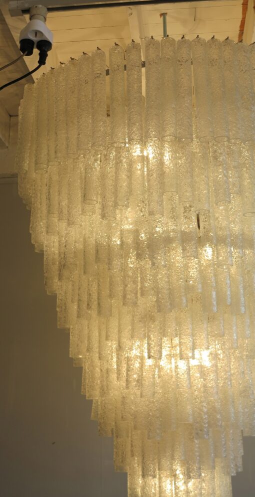 1970' chandelier Venini crystal of Murano of shape pipes 434 crystals - Image 7