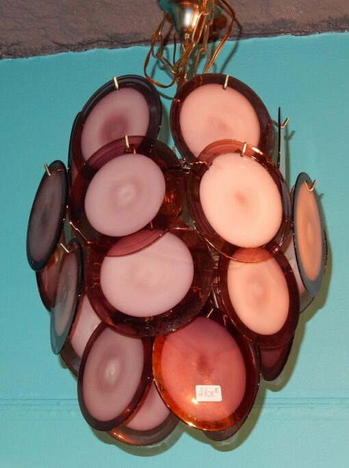 1970' Venini Bowl Purple Chandelier In The Style Of Vistosi 24 Pieces - Image 4