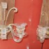 1950/70' Paire d'Appliques à 2 Bras de Lumière en Cristal de Murano Avec Paillons d'Or Modèle Jet d'Eau Véronèse 33 H X 36 cm