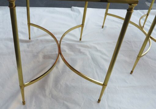 1970' Pair of End of Sofa 61 X 41 Maison Baguès with Top Mirror Silvered Oxided with Entretoise in 1/2 Circle - Image 4