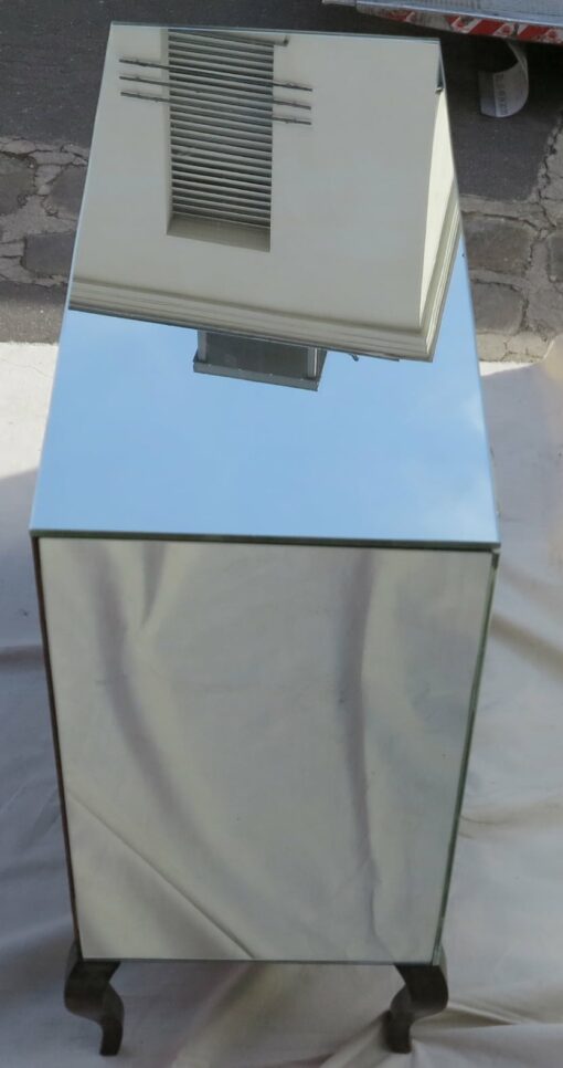 Commode art deco miroir 3 tiroirs 6 poignées verre bagues argentées – Image 6