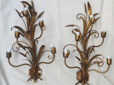 1950/70' Pair of sconces sheaf of wheat Style Coco Chanel