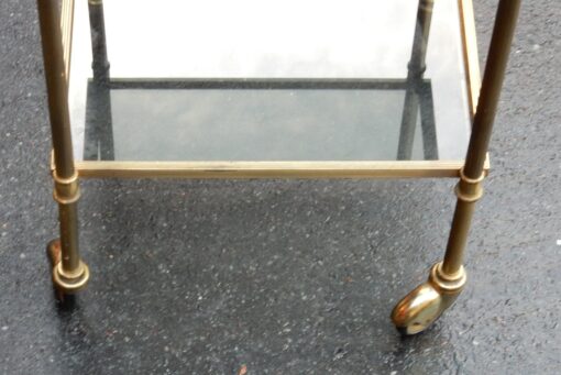 1950/70' Rolling Shelf with 3 Levels in Brass and Smoked Glass Maison Bagués - Image 5