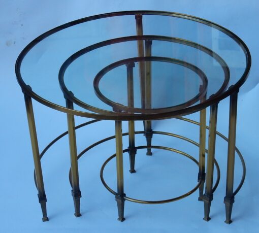 1950/70 Série de Tables Gigognes Rondes Maison Ramsay de Style en Laiton – Image 6