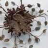 1970' Paire de 2 Plafonniers ou Appliques à Décor de Fleurs et Feuilles en Métal Argenté Style Maison Baguès Feuilles en Verre de Couleur Bleue – Image 5