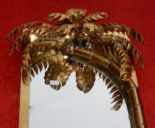 1970 ' Original Mirror Maison Jansen with Palm Illuminating Single Piece by Barbier - Image 7