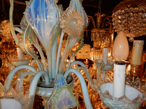 1950/70 'Murano chandeliers Milky Blue Opalescent 6 Arms of Light - Image 4