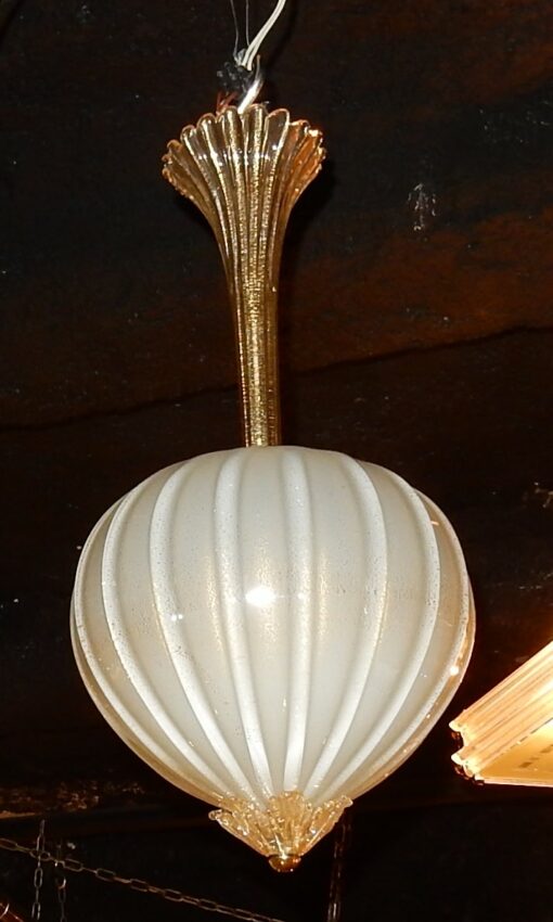 1950/70 Chandelier Murano Crystal and Gold Inclusion, Pineapple Form by  Barovier & Toso - Image 7