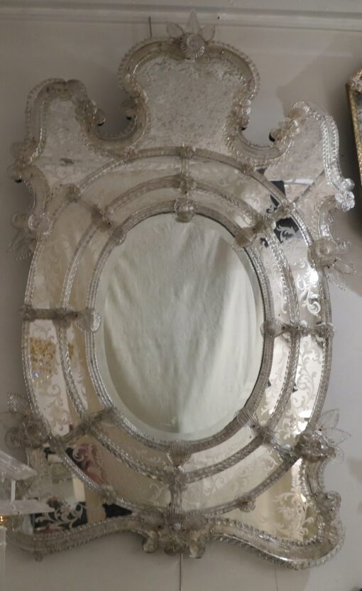 1950' Mirror Murano Center Mirror Beveled - Image 2